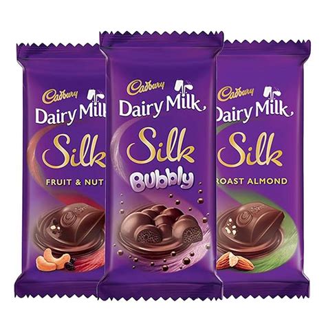 Cadbury Dairy Milk Silk Small Chocolates Combo (2 x Bubbly 50g, 2 x ...