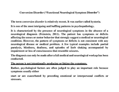 Conversion Disorder: Understanding Neurological Symptoms and Causes ...