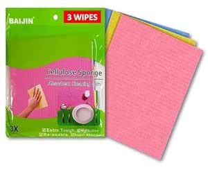 DIVYAH Reusable Kitchen Cleaning Cellulose Sponge Wipes|Pack of 3| Easy ...