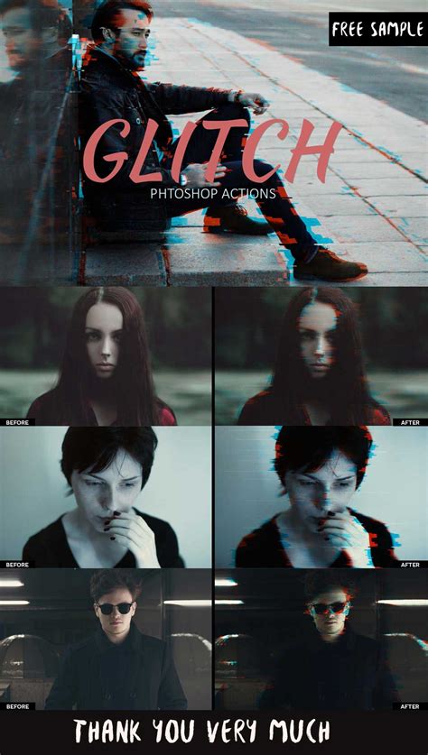 Free Glitch Effect PSD Photoshop Action Kit | Photo editing photoshop ...