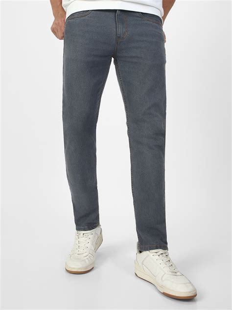 Men's Grey Slim Fit Washed Jeans Stretchable – Urbano Fashion