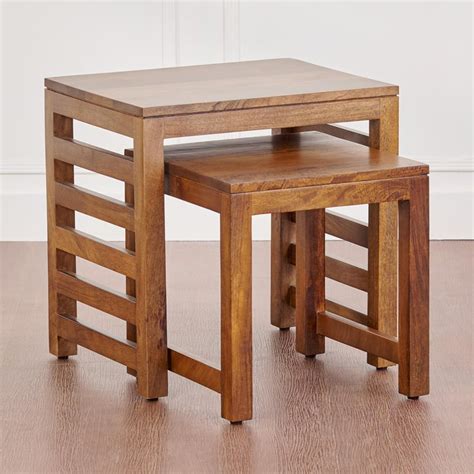 Buy Adana Mango Wood Nest of 2 Tables - Brown from Home Centre at just ...