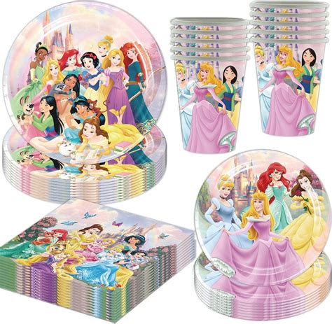 60Pcs Princess Birthday Party Tableware Set,including Plates,Napkins ...
