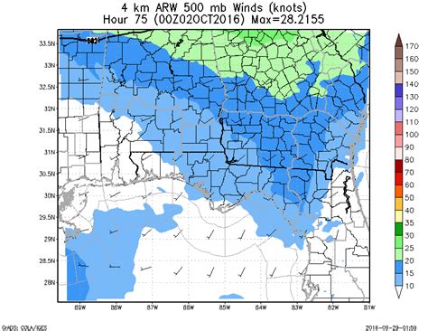 WRF ARW 4KM 500MB Winds