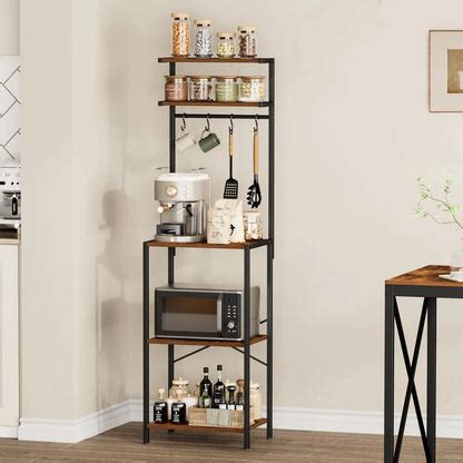 Kitchen Racks: 5-tier kitchen baker's rack with hooks, coffee bar and ...