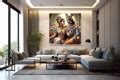 Romantic Radha Krishna Krishna Images with cow and waterfall