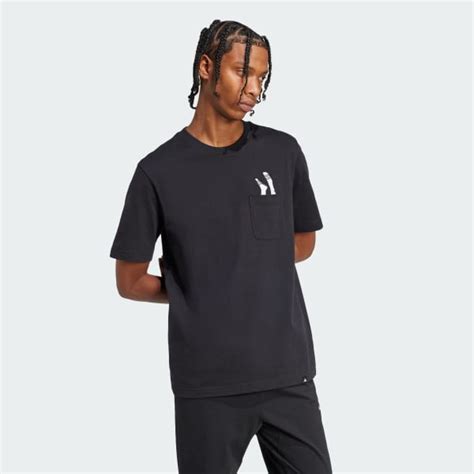 adidas Lounge Slides Graphic Pocket Tee - Black | Free Shipping with ...