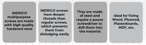 INDRICO Black Four Head Screws for Fixing Wood, Plywood, Pasterboards ...