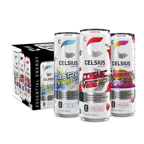 CELSIUS Sparkling Energy Drink, Space Variety Pack, 12 fl oz (Pack of ...