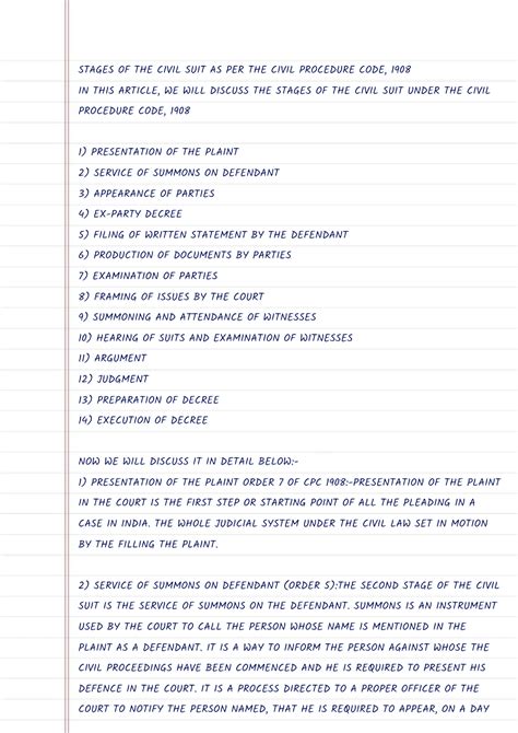 Civil trial stage - n/a - Code of civil procedure - Studocu