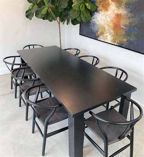 Oak Dining Table Painted Black