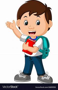 A Boy Clipart by Boy With Backpacks Vector Image On Rotina Na A Boy Clipart