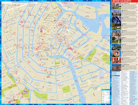 Tourist map of Amsterdam city center - Amsterdam city map with tourist attractions (Netherlands)