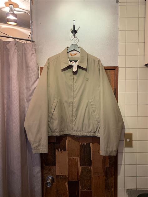 “Timberland” 2003 fall beige poly/nylon zip-up padding jacket | LAUGH