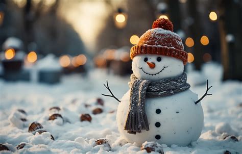 Wallpaper winter, snow, New Year, Christmas, snowman, happy, Christmas ...