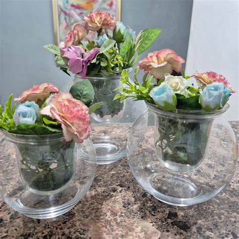 HOME ESSENTIALS AND BEYOND vases Set of 3 vase take all glass crystal vases round vase with ...