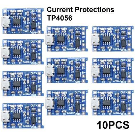 TP4056 Lithium Battery Charging Module 10-Pack TP4056 Micro USB 5V 1A ...