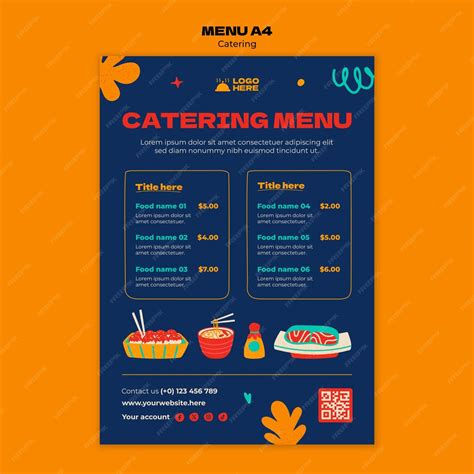 Free PSD | Flat design catering service menu template