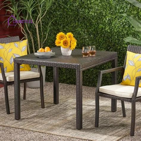 Outdoor Wicker Patio Wicker Coffee Table (Dark Brown) – LivIn Styles