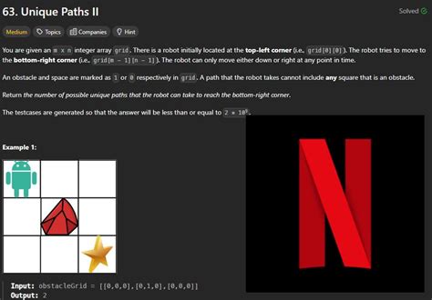 Image result for Unique Paths 2 LeetCode