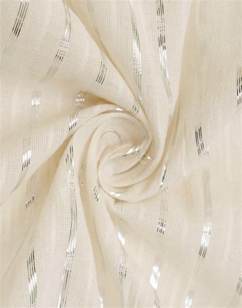 Off White Cotton Lurex Dress Material Fabric - Charu Creation