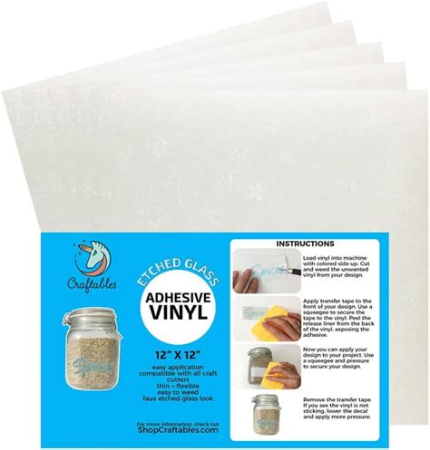 Buy Craftables White Etched Glass Adhesive Vinyl for Cricut, Silhouette ...