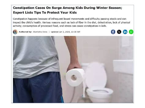 Constipation Cases On Surge Among Kids During Winter Season; Expert ...