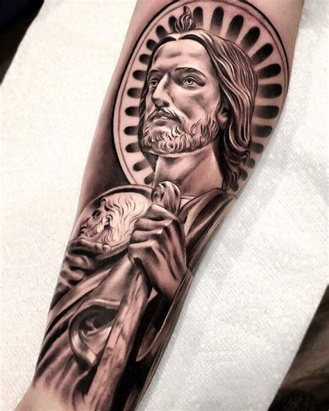 San Judas Tadeo Tattoo Design - Realistic Portrait Tattoos