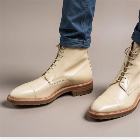 Cream Leather Likech Lace Up Combat Boots -AW24 – Costoso Italiano