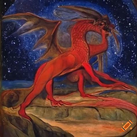 Great red dragon and woman clothed with the sun in william blake style ...