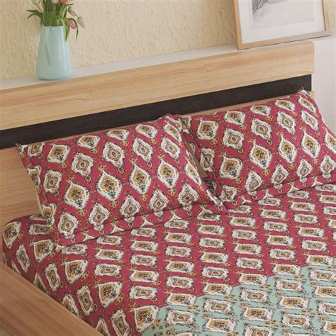 Buy Moments Cotton 132TC Printed 3Pcs Queen Bedsheet Set from Home ...