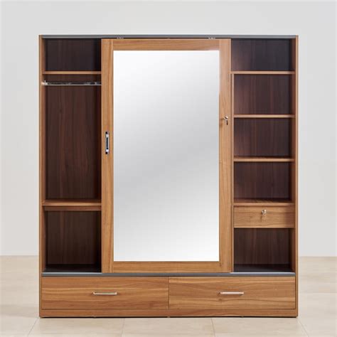 Buy Quadro 2-Door Sliding Wardrobe with Mirror and Drawers - Brown from ...