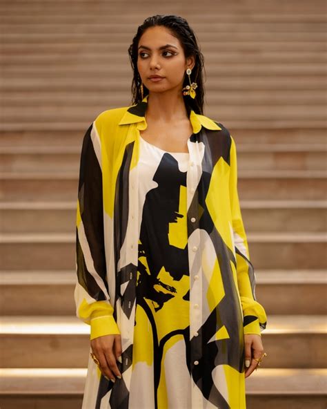 Abstract Print Jacket with Slip Dress