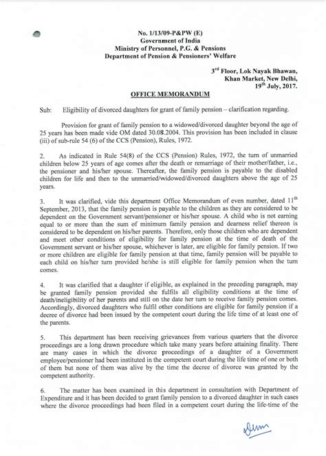 Eligibility of divorced daughters for grant of family pension ...
