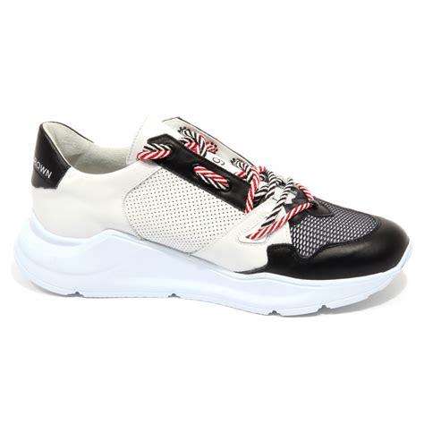 F9930 sneaker uomo black/off white LEATHER CROWN shoe man