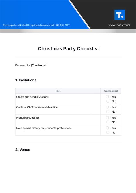 Free Christmas Party Checklist Template to Edit Online