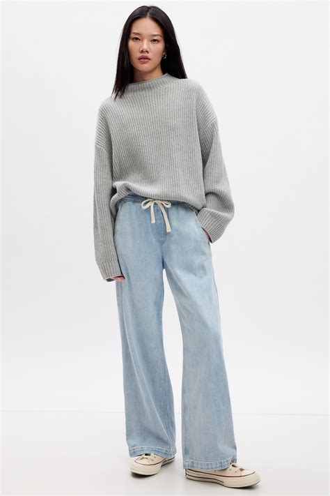 Buy Light Blue Wide Leg High Waisted Pull On Jeans from the Gap online shop