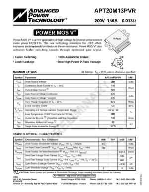 APT20M120JCU3 MOSFET Datasheet pdf - Equivalent. Cross Reference Search