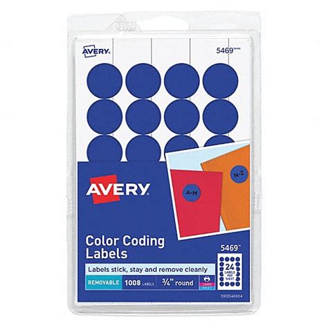 AVERY, Label,0.75",Round,DarkBlue,PK1008 - 51VU26|05469 - Grainger