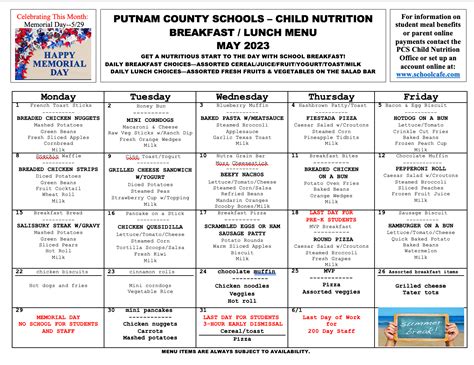 Current Lunch Menu | West Teays Elementary School