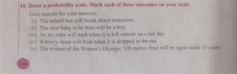 Draw a probability scale. Mark each of these outcomes on your scale ...
