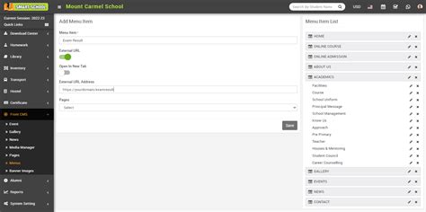 How to show exam result tab in front site? - Smart School : School ...
