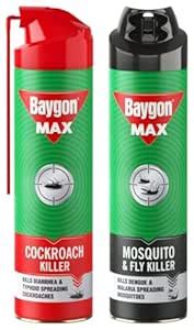 Baygon Mosquito & Fly Killer 400ml & Cockroach Killer 400ml Combo ...