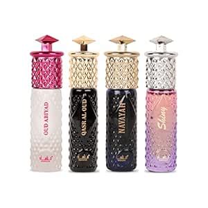 MANASIK Set of 4 Premium Attar, Oud Abiyad, Qasr Al Oud, Navayah ...