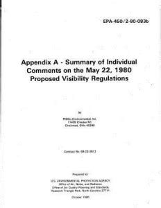 Summary of Individual Comment on the May 22, 1980 Proposed Visibility ...