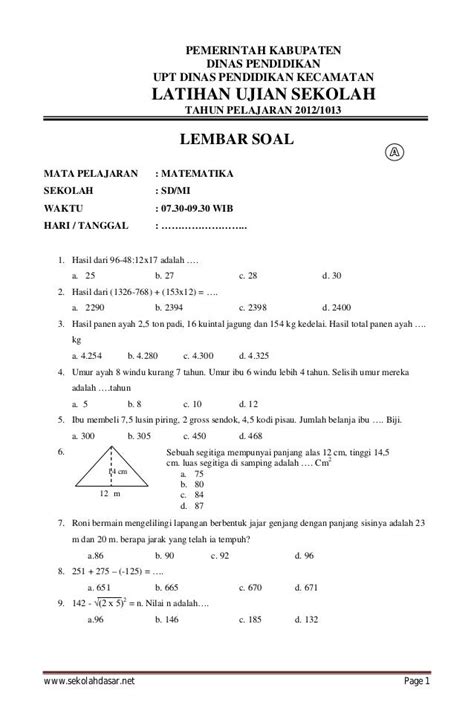 Latihan Soal Ujian Sekolah Kelas 9 Matematika: Raih Nilai Terbaikmu!