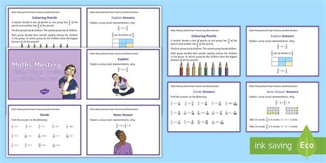 Year 6 Fractions Divide Maths Mastery Question Cards