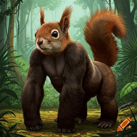 Gorilla-squirrel hybrid standing on all fours on Craiyon
