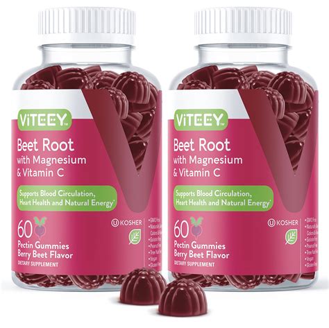 Beet Root Gummies with Magnesium & Vitamin C - Energy & Immune Support ...