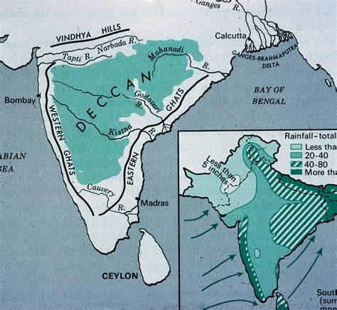 Map of India Showing the Deccan Plateau